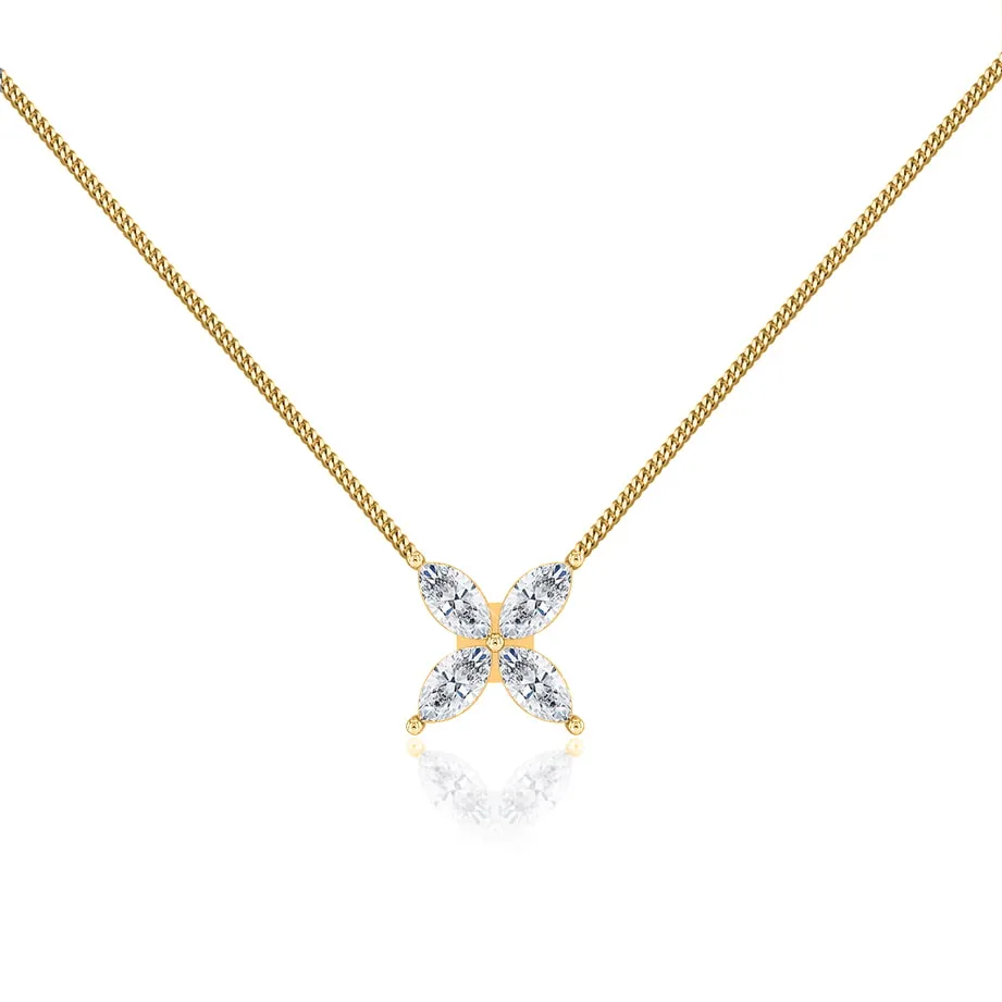 0.23 TCW Marquise Moissanite Diamond Flower Style Necklace