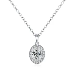 1 CT. Halo Oval Pendant Diamond Necklace