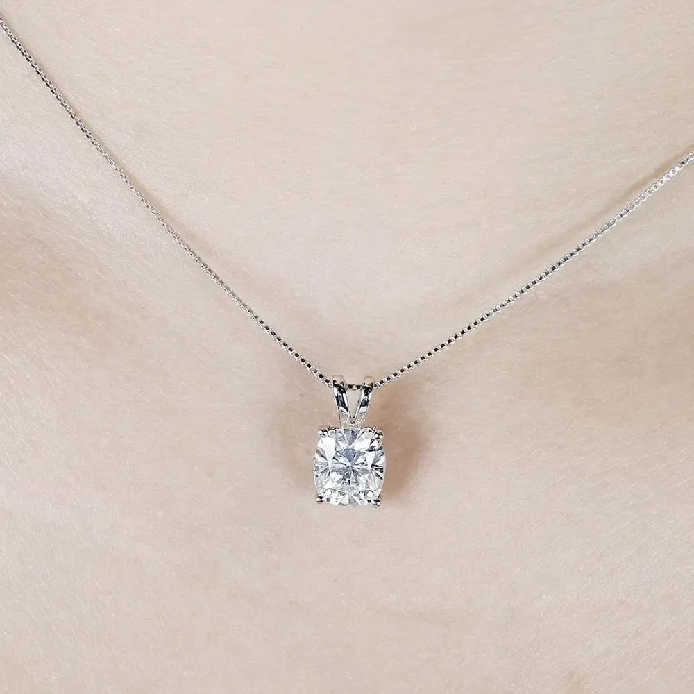 10k or 14k White Gold Moissanite Necklace 2ct