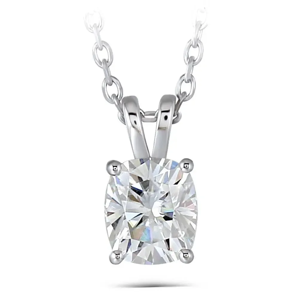 10k or 14k White Gold Moissanite Necklace 2ct