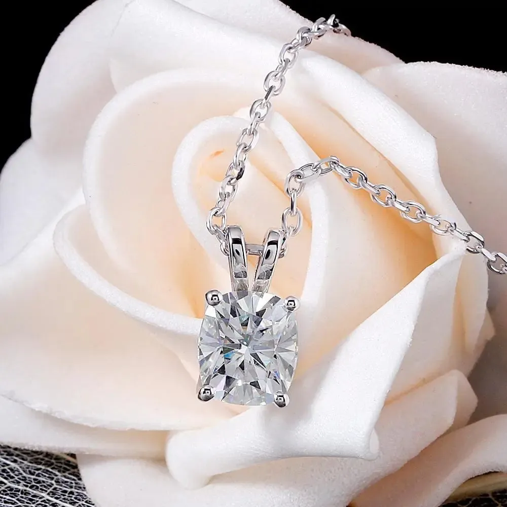 10k or 14k White Gold Moissanite Necklace 2ct