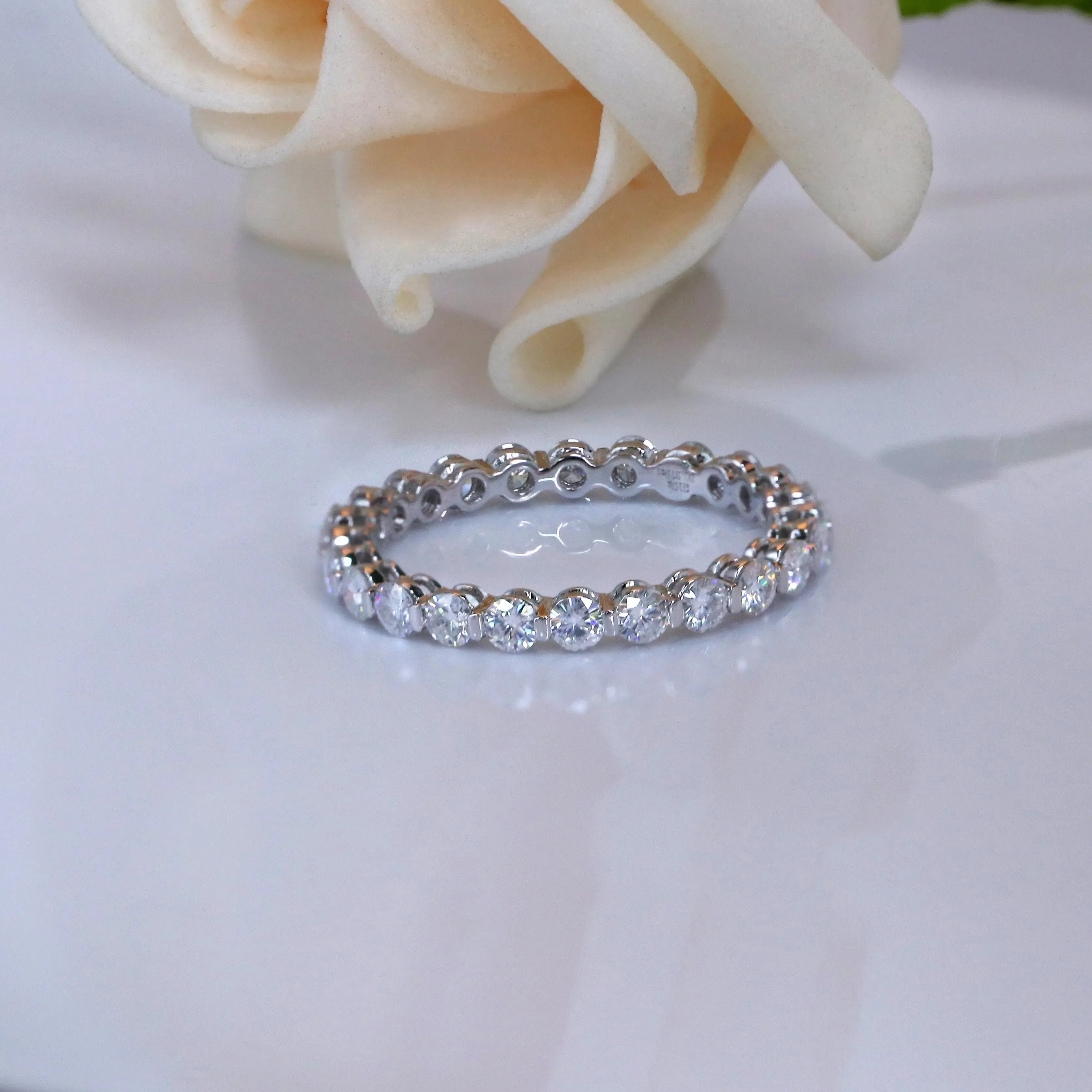 10k White Gold Moissanite Eternity Ring / Wedding Band 0.95ct Total