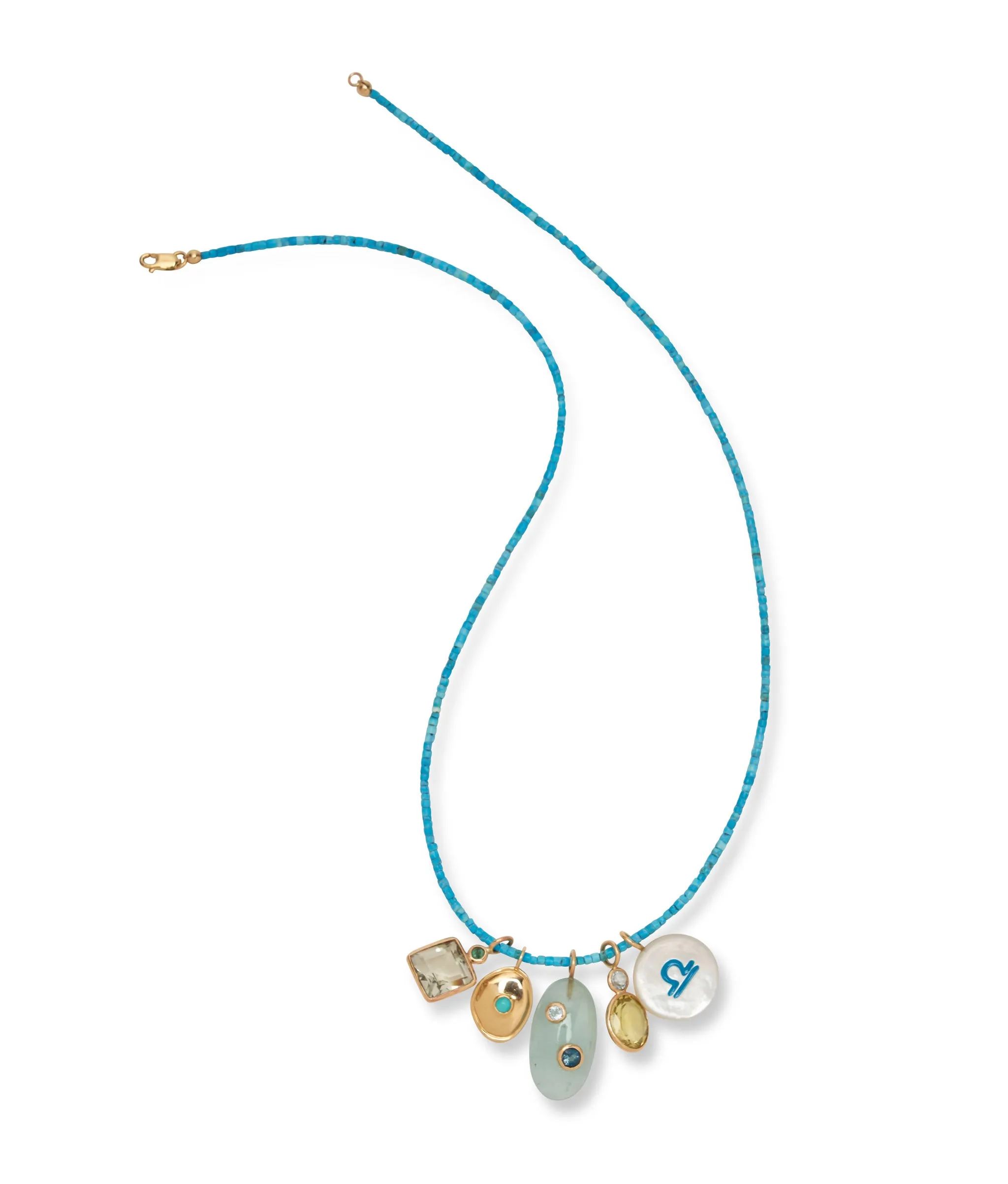 14k Gold Birthstone Necklace Charm in Turquoise