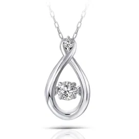 14k White Gold Dancing Moissanite Necklace 0.11ct Center Stone