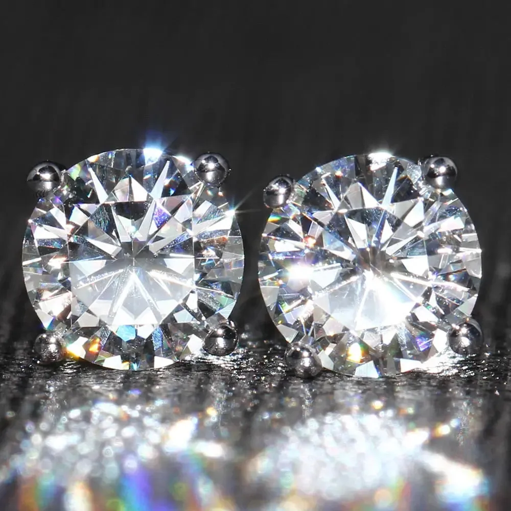 14k White Gold Moissanite Stud Earrings 2ctw