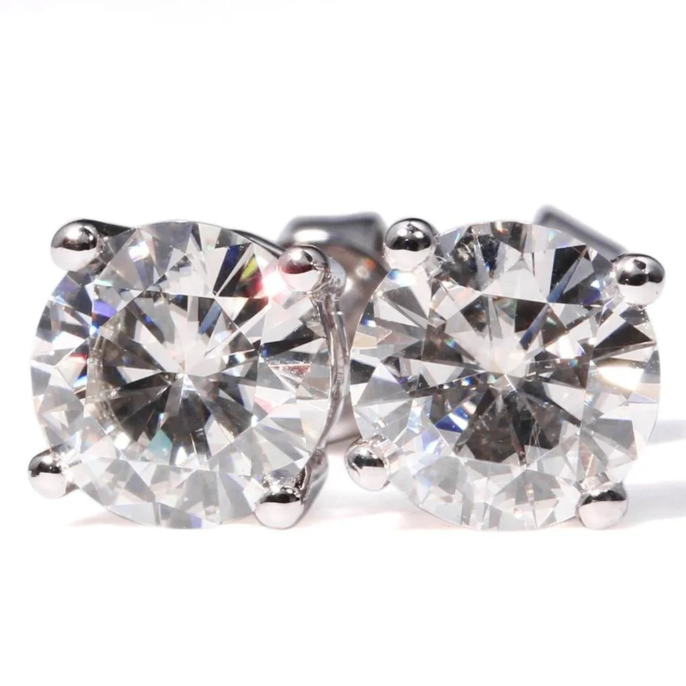 14k White Gold Moissanite Stud Earrings 2ctw