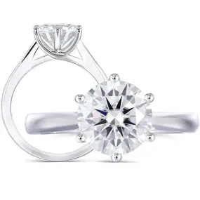 14k White Gold Solitaire Moissanite Ring 2ct