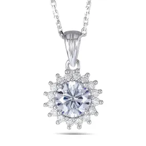 18k White Gold Moissanite Necklace 1ct Center Stone