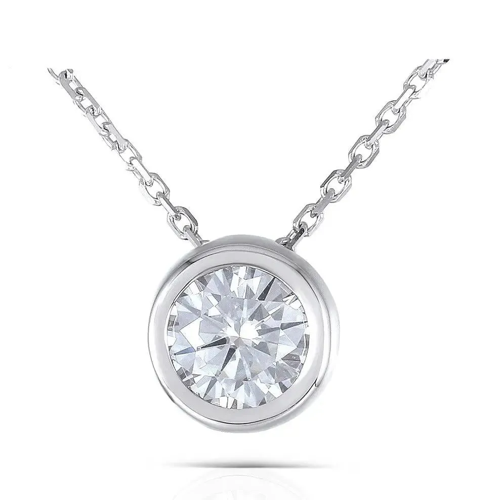 18k White Gold Moissanite Necklace 1ct