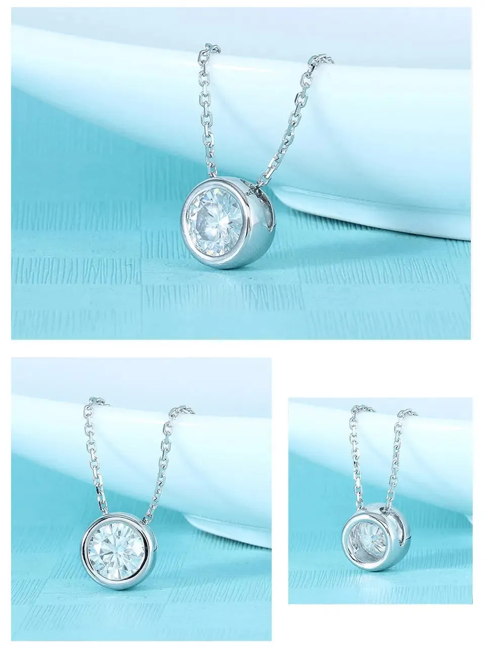 18k White Gold Moissanite Necklace 1ct