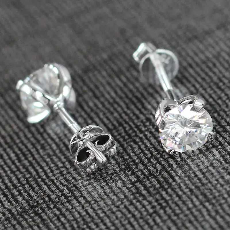 18k White Gold Moissanite Stud Earrings 1ctw