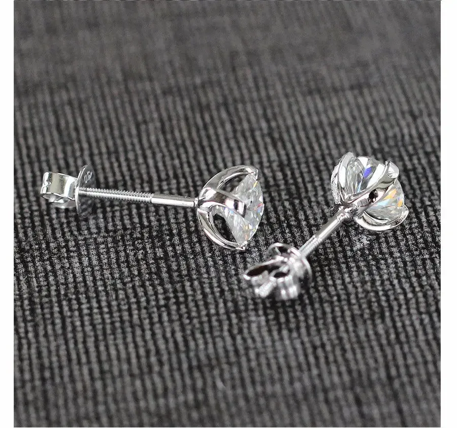 18k White Gold Moissanite Stud Earrings 1ctw