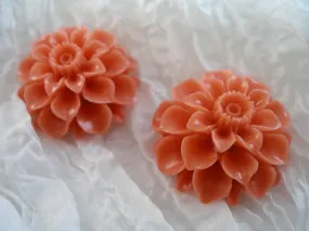 4 Pcs Orange 35 Mm Chrysanthemum Cabochon