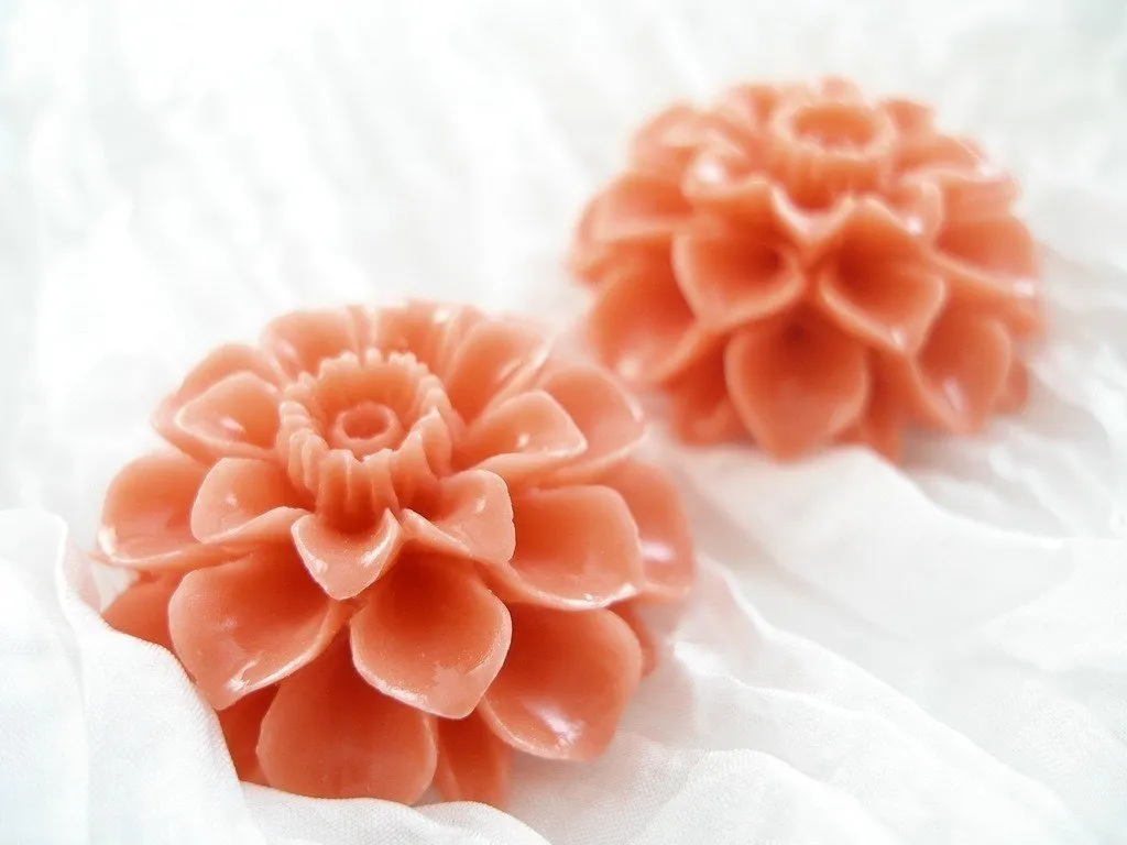 4 Pcs Orange 35 Mm Chrysanthemum Cabochon