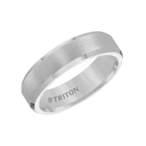 6MM Grey Tungsten Carbide Ring - Satin Center and Bevel Edge