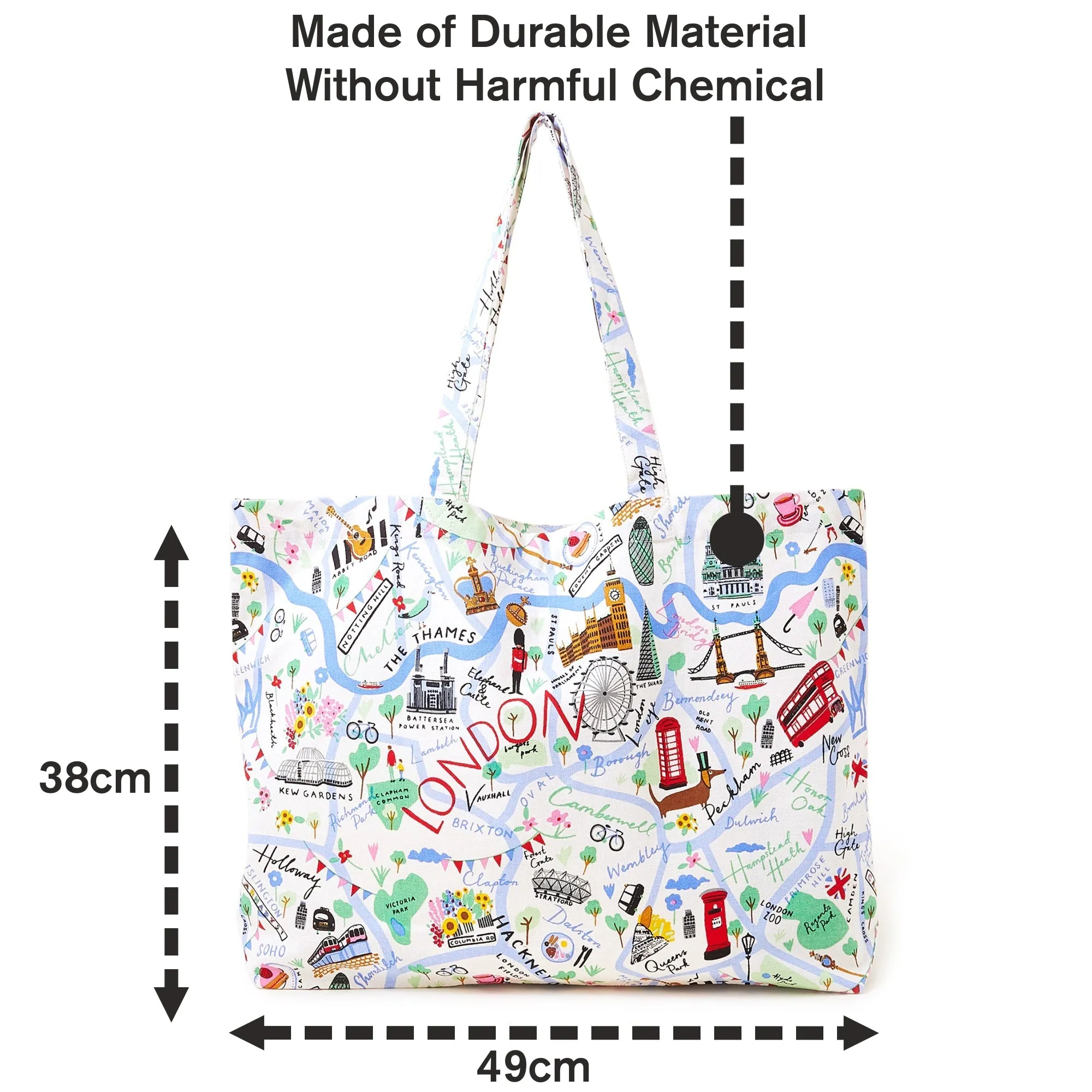 Accessorize London Women's Fabric White London Map Printed Shopper Bag