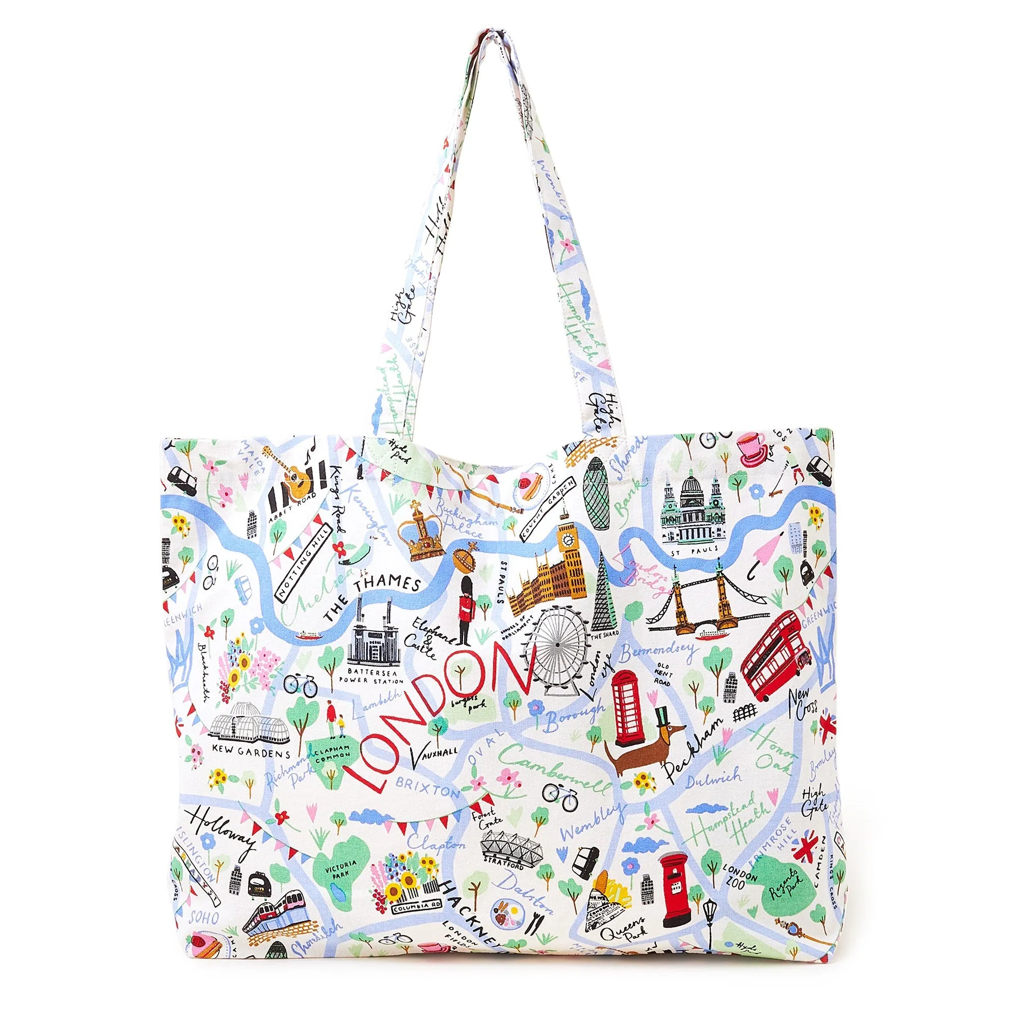 Accessorize London Women's Fabric White London Map Printed Shopper Bag