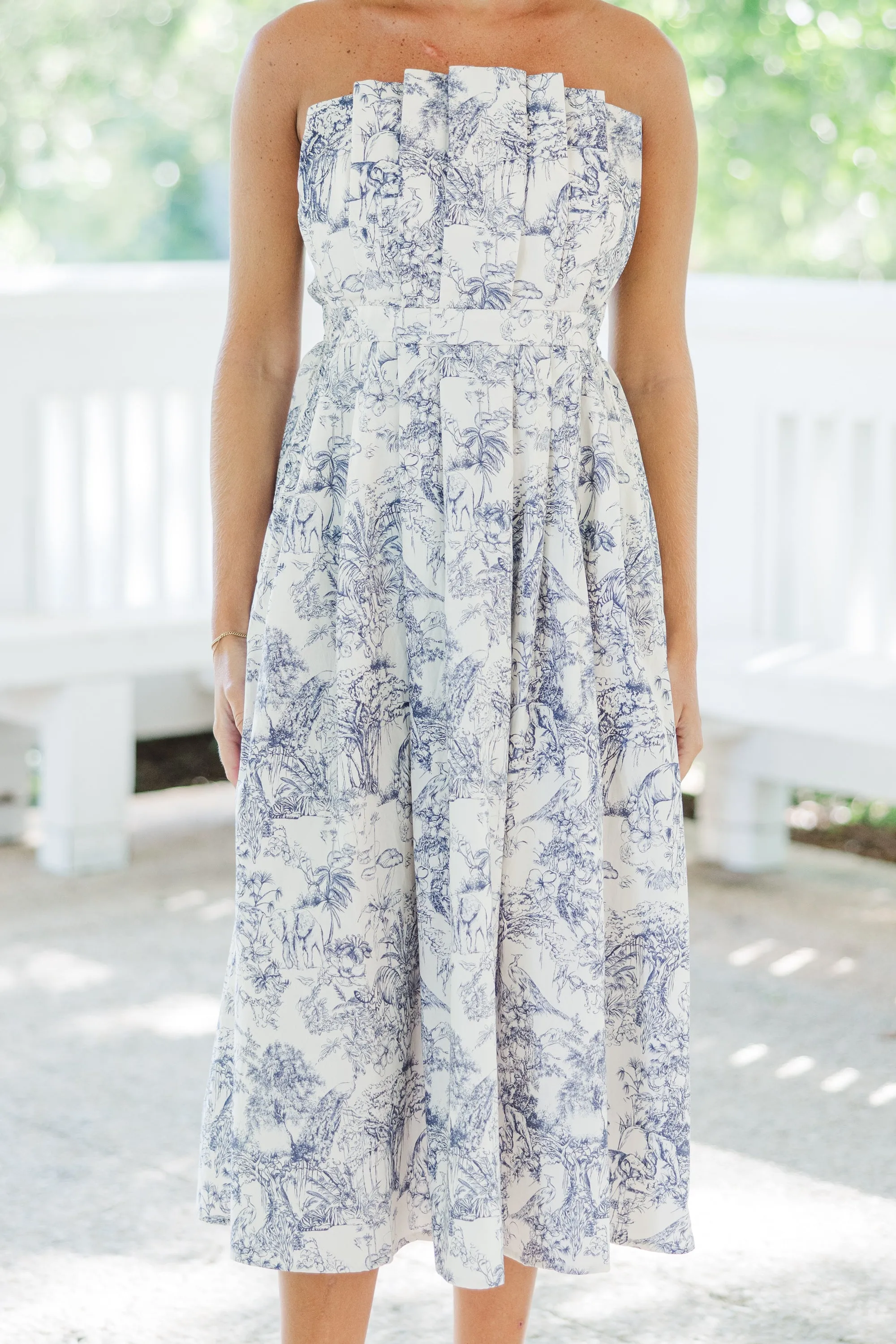 All About You Blue Toile Midi Dress