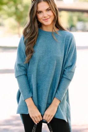 Always Fun Teal Blue Brushed Knit Tunic