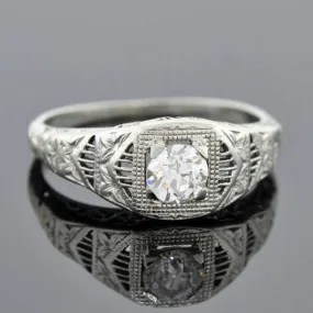 Art Deco 18kt Diamond Engagement Ring 0.48ct