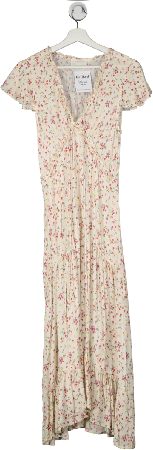 Auguste Cream Flower Print Maxi Dress UK 6