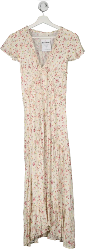 Auguste Cream Flower Print Maxi Dress UK 6