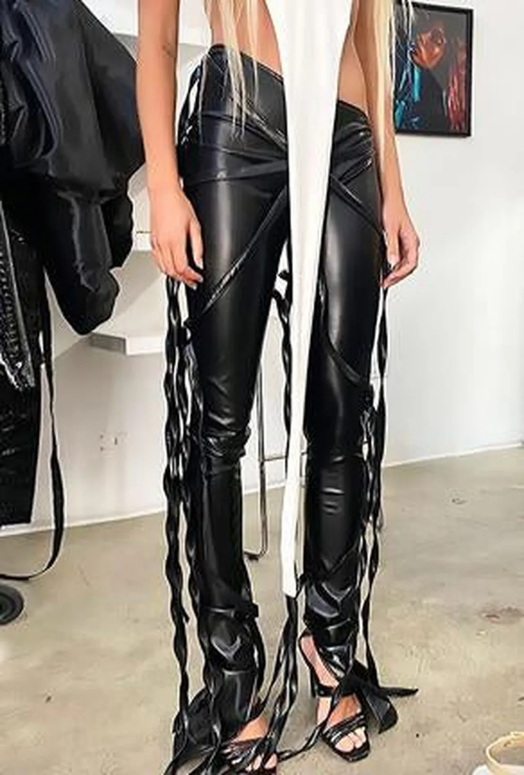 AYOKA - LEATHERETTE STRING PANTS