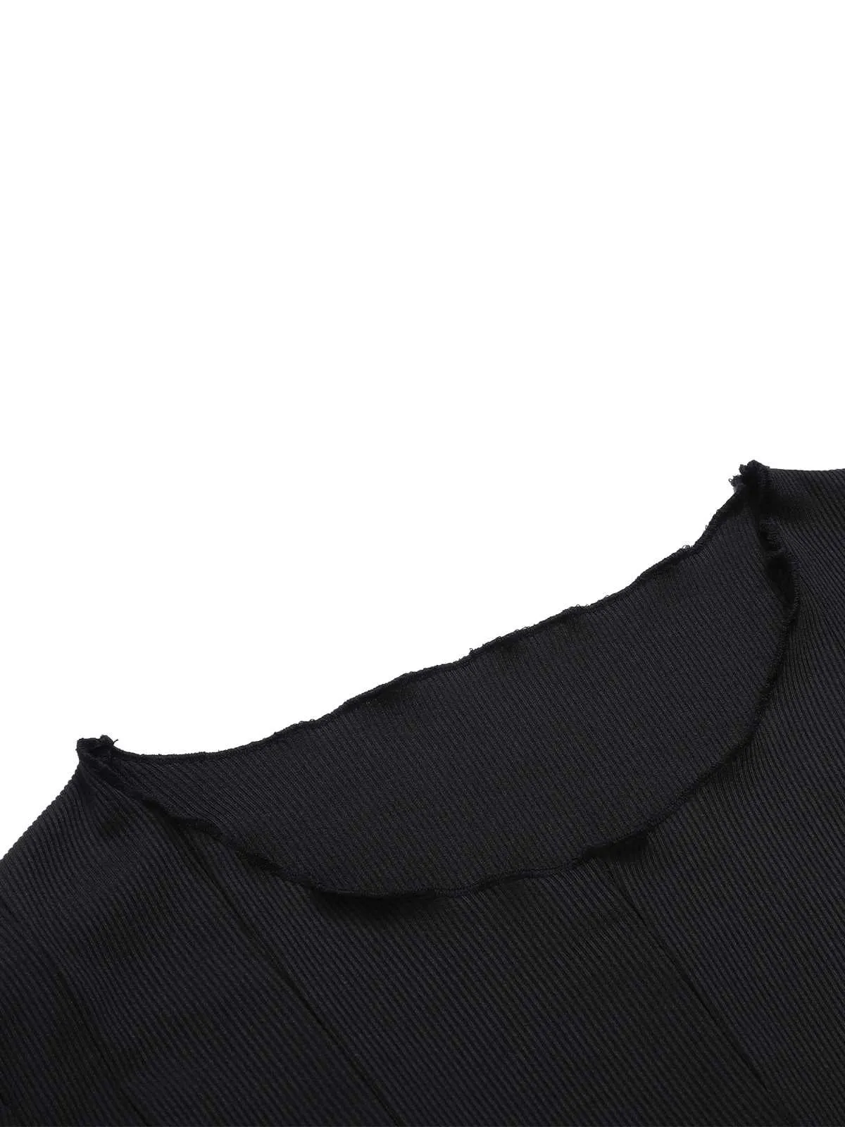 Black 1960s Cropped Long Sleeve Top