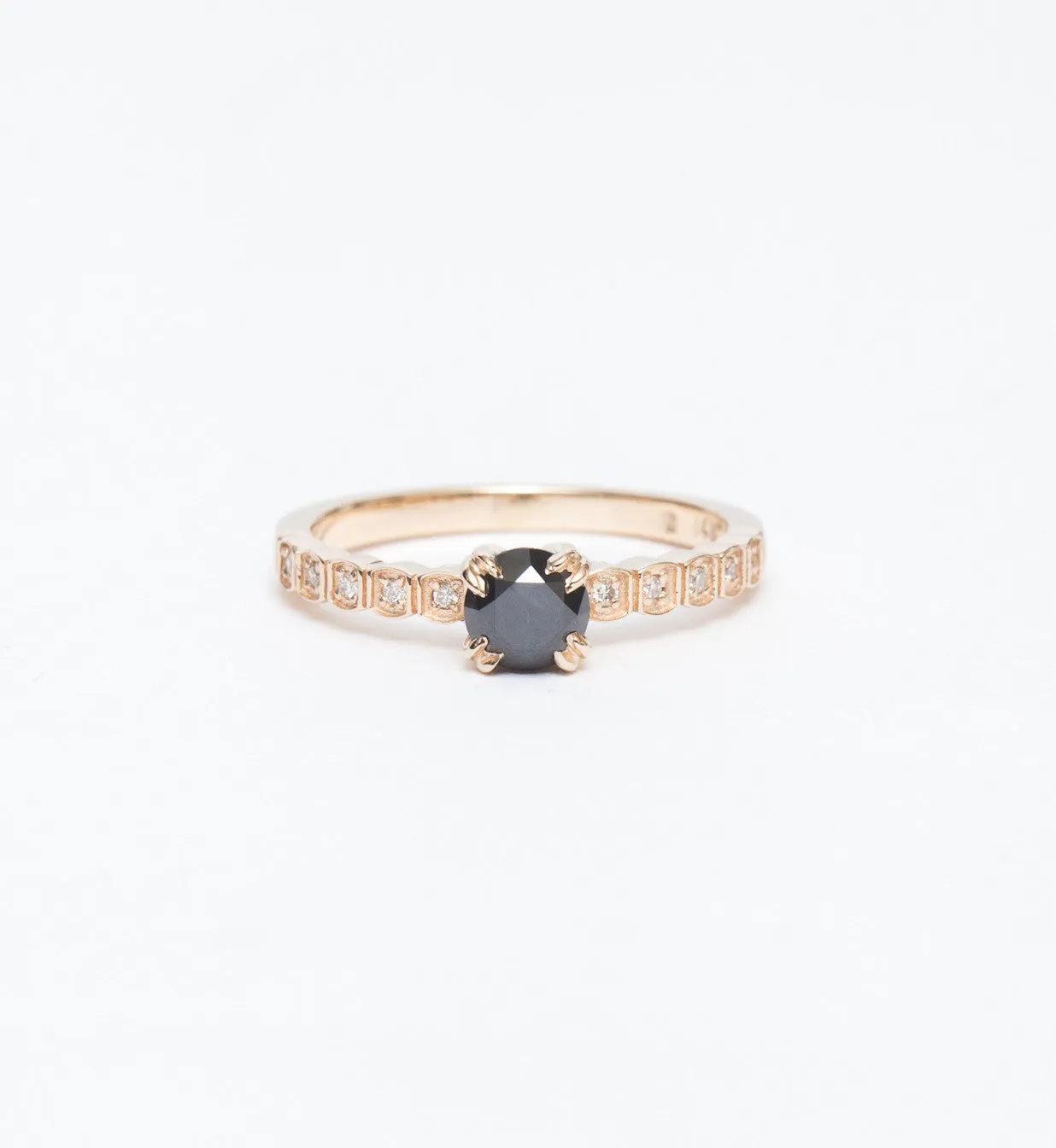 Black Diamond Tiny Wheat Engagement Ring