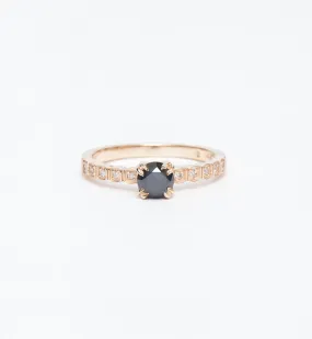 Black Diamond Tiny Wheat Engagement Ring