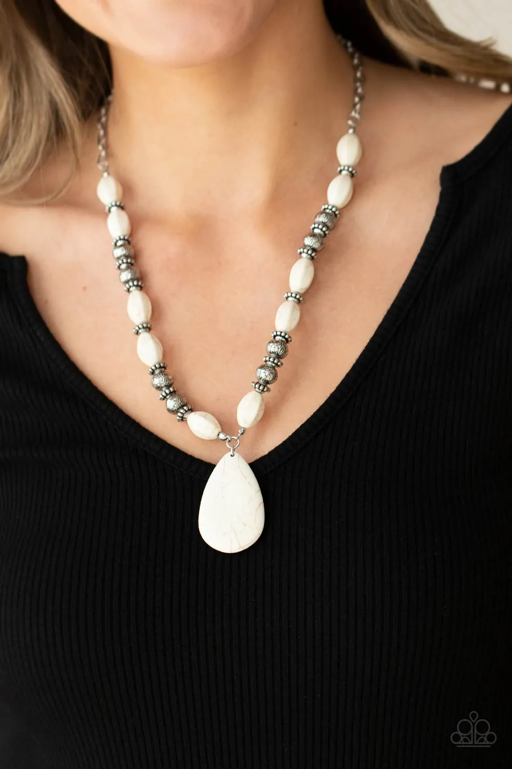 Blazing Saddles - White Necklace