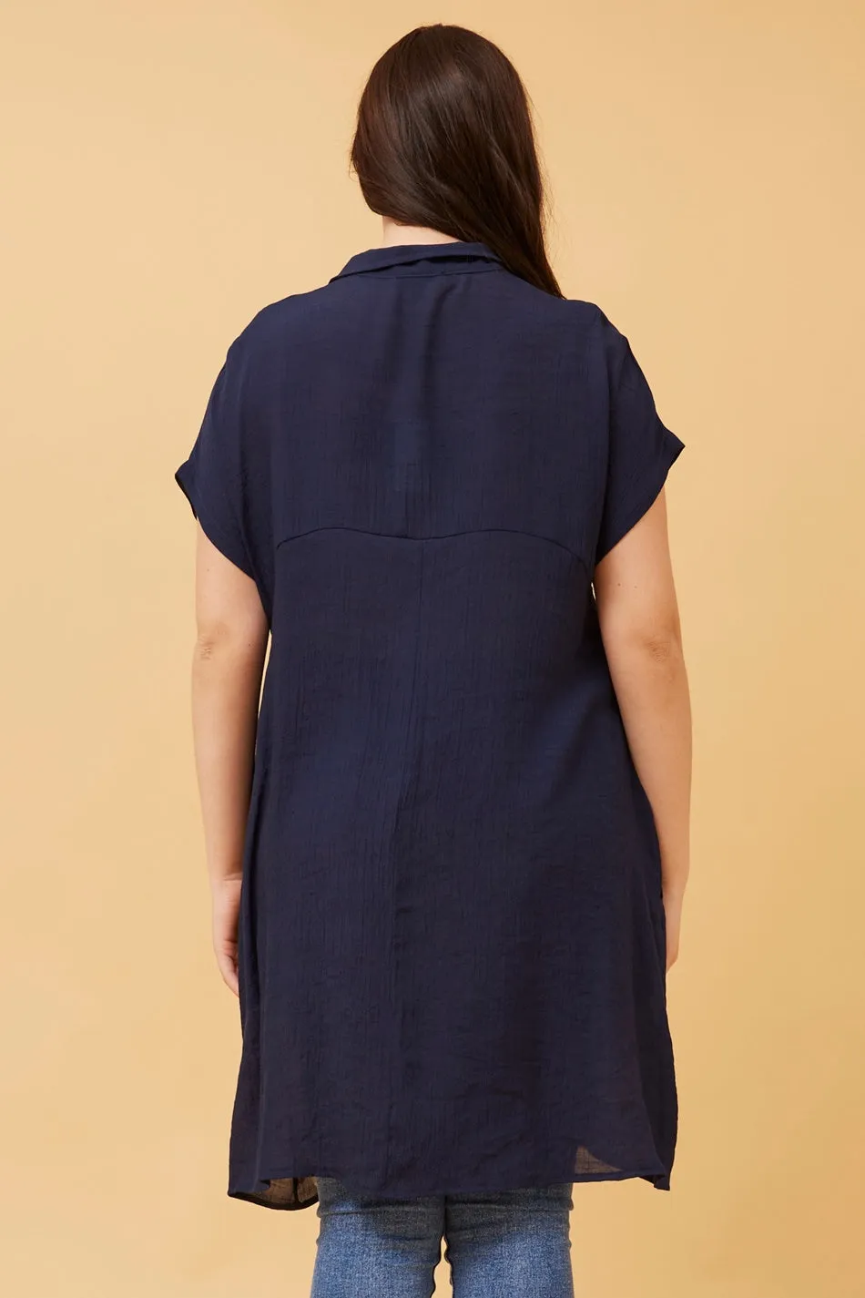 BLU ASYMMETRICAL HEM SHIRT