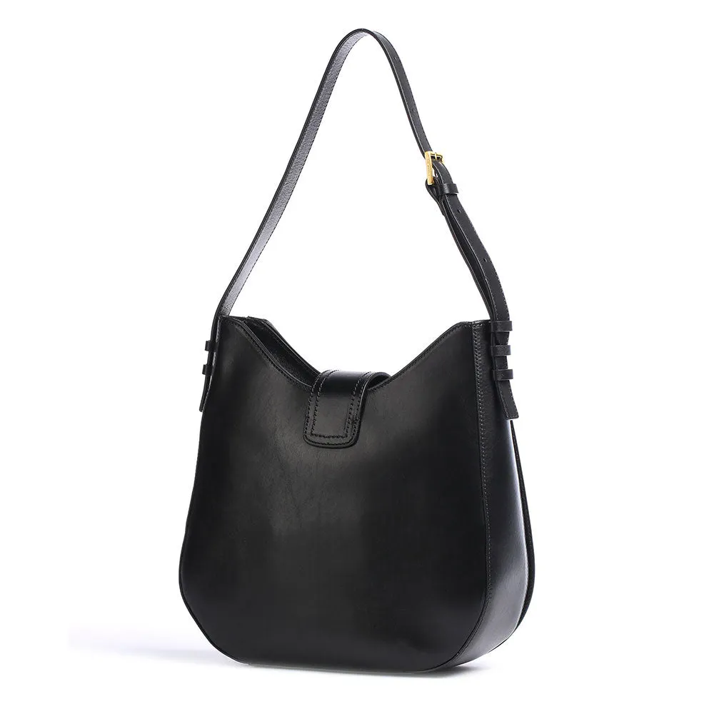 Borsa Donna Hobo a Spalla THE BRIDGE in Pelle Nera linea Lavinia