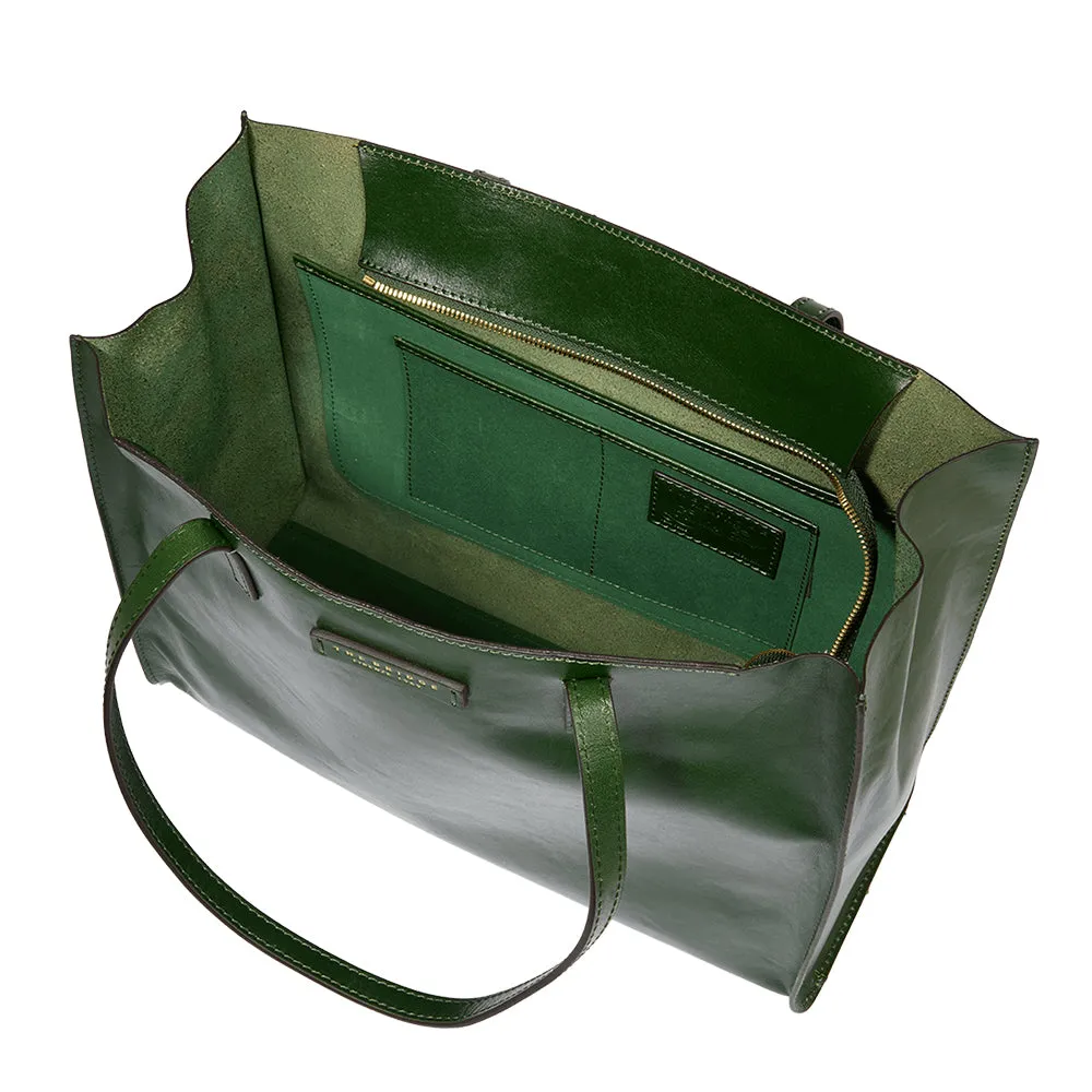 Borsa Donna Shopper THE BRIDGE Linea Mirra in Pelle Verde Smeraldo