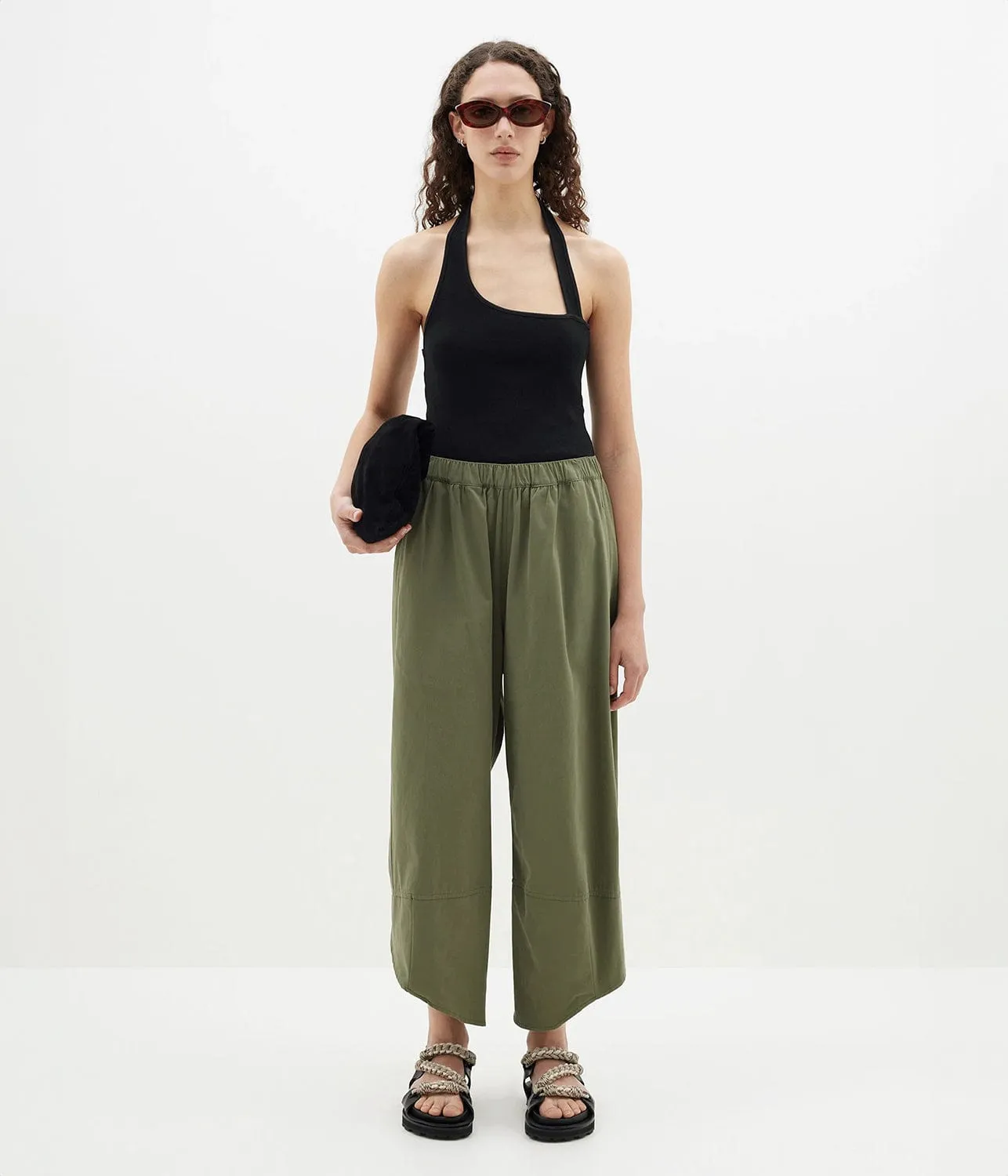 CANVAS SPLIT HEM PANT- KHAKI