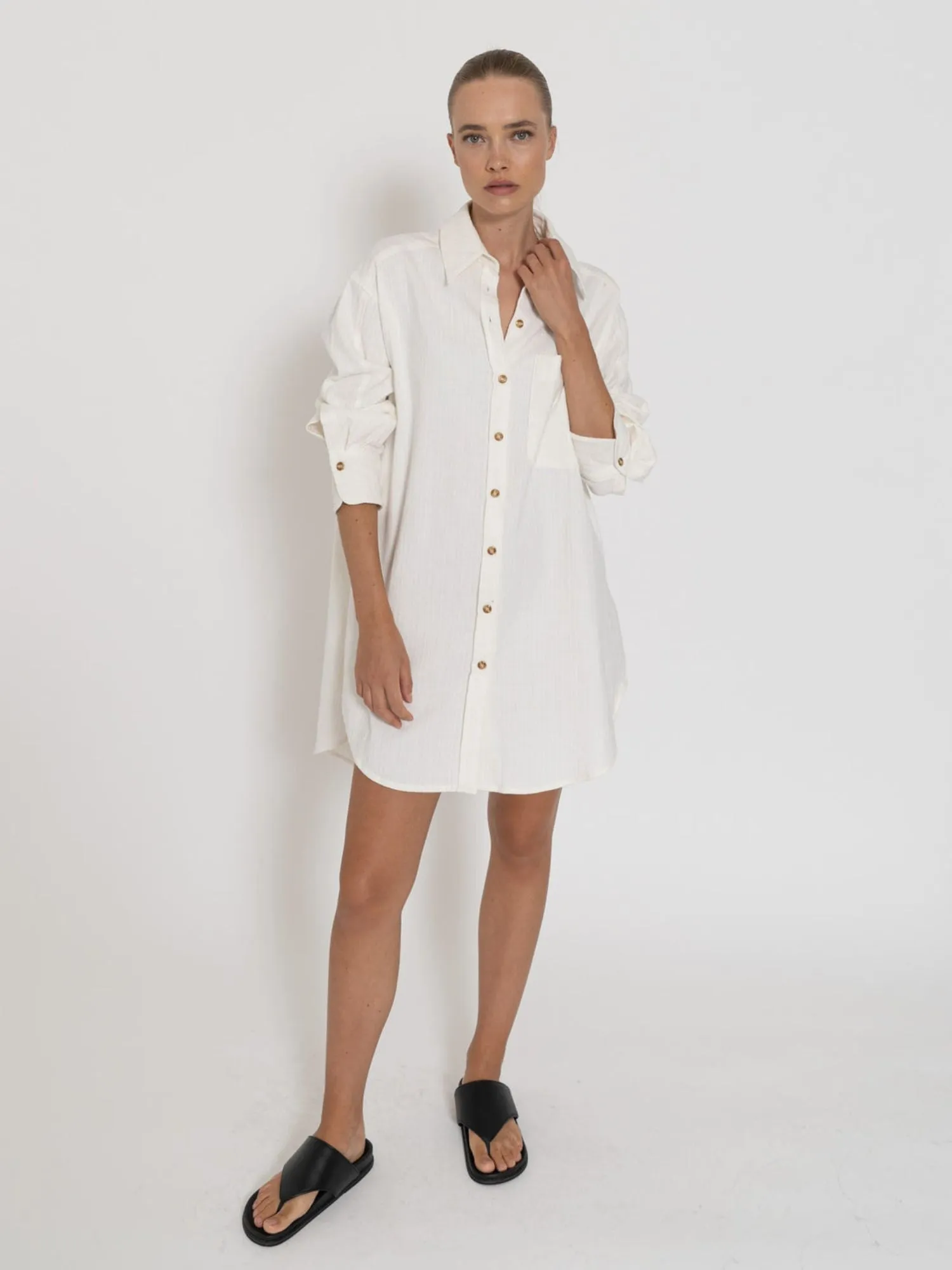 Capri Shirt Dress | White