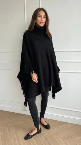 Charli Pearl Poncho Black