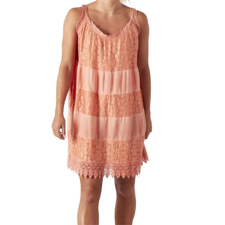 Coral Lace Sleeveless Tunic