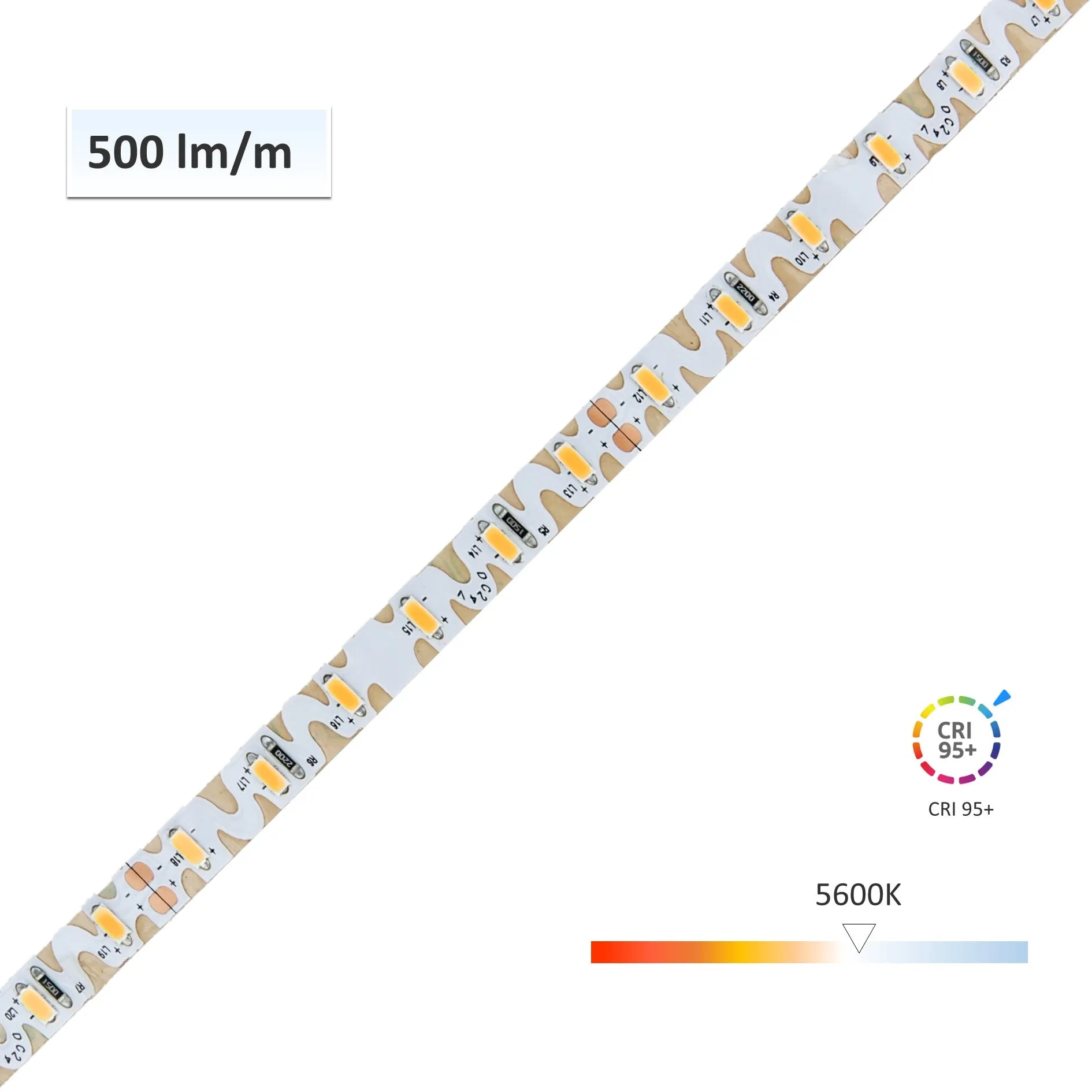 CRI-MAX CRI 95  Zig Zag S Shape LED Flexible Strip 5600K - 60 LEDs/m - 5m/Reel