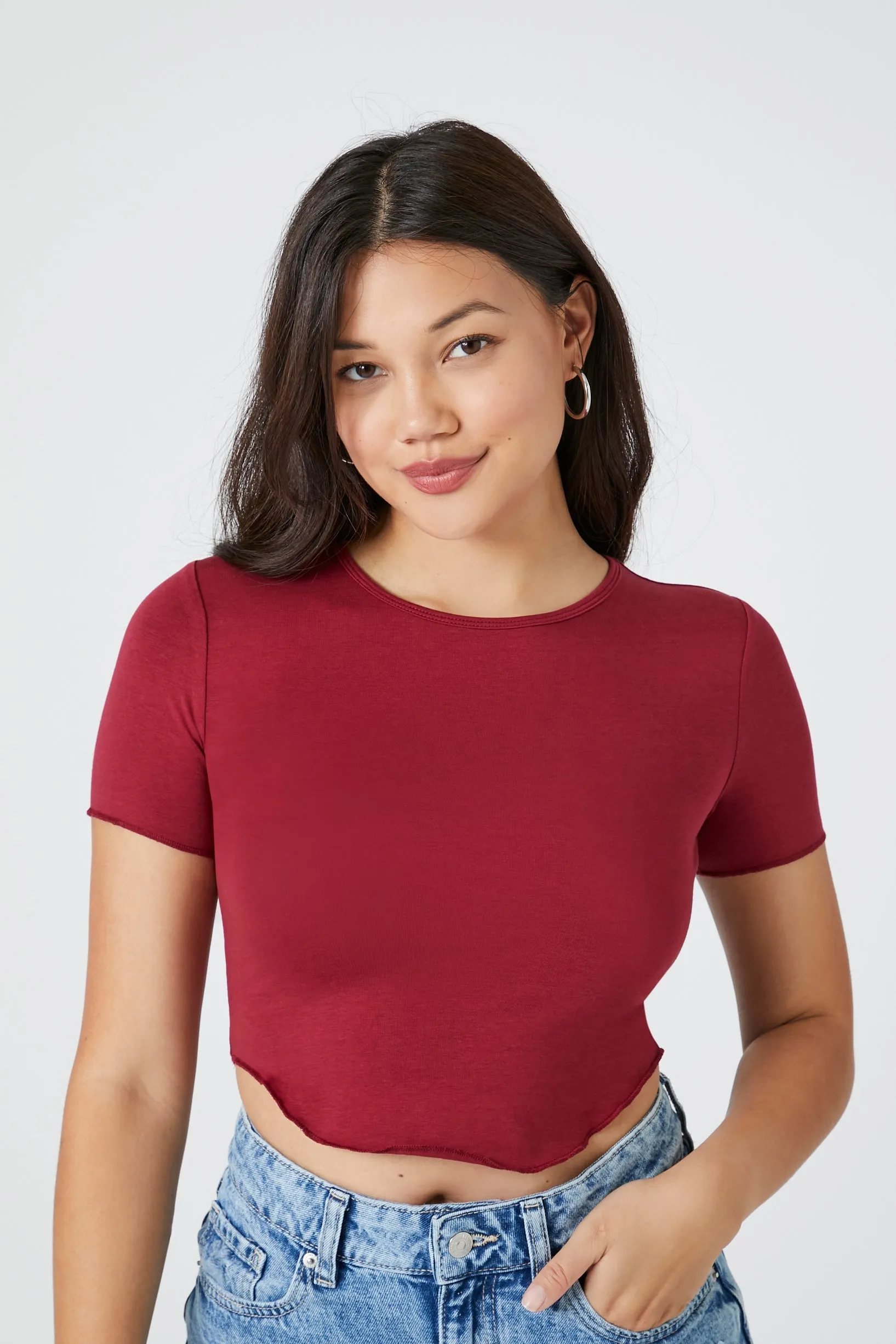 Curved-Hem Cropped Tee