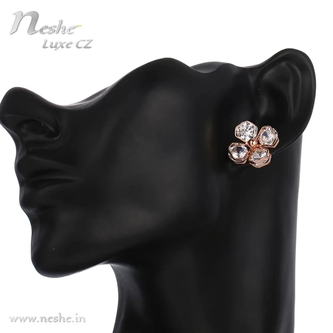 CZ Flower Crystal Geometric Stud Earrings - 3 Colors