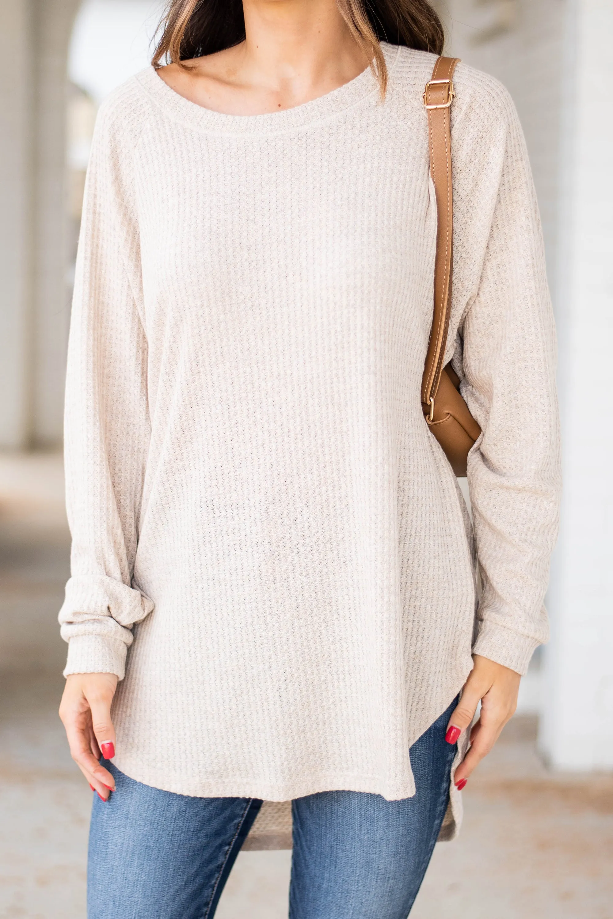 Easy Like Sunday Oatmeal Brown Waffle Tunic