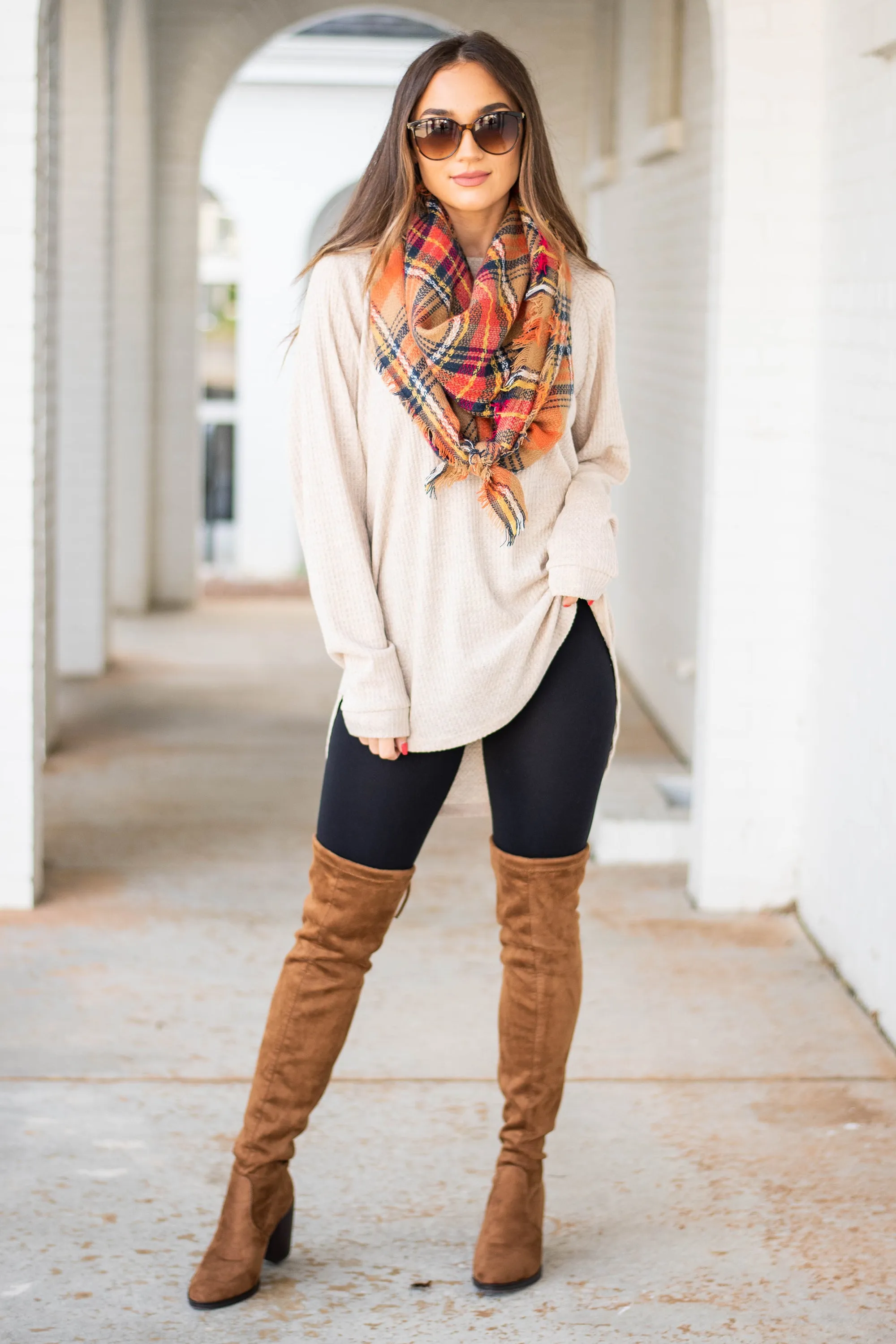 Easy Like Sunday Oatmeal Brown Waffle Tunic