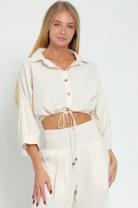 Emma Cropped Button Up Shirt