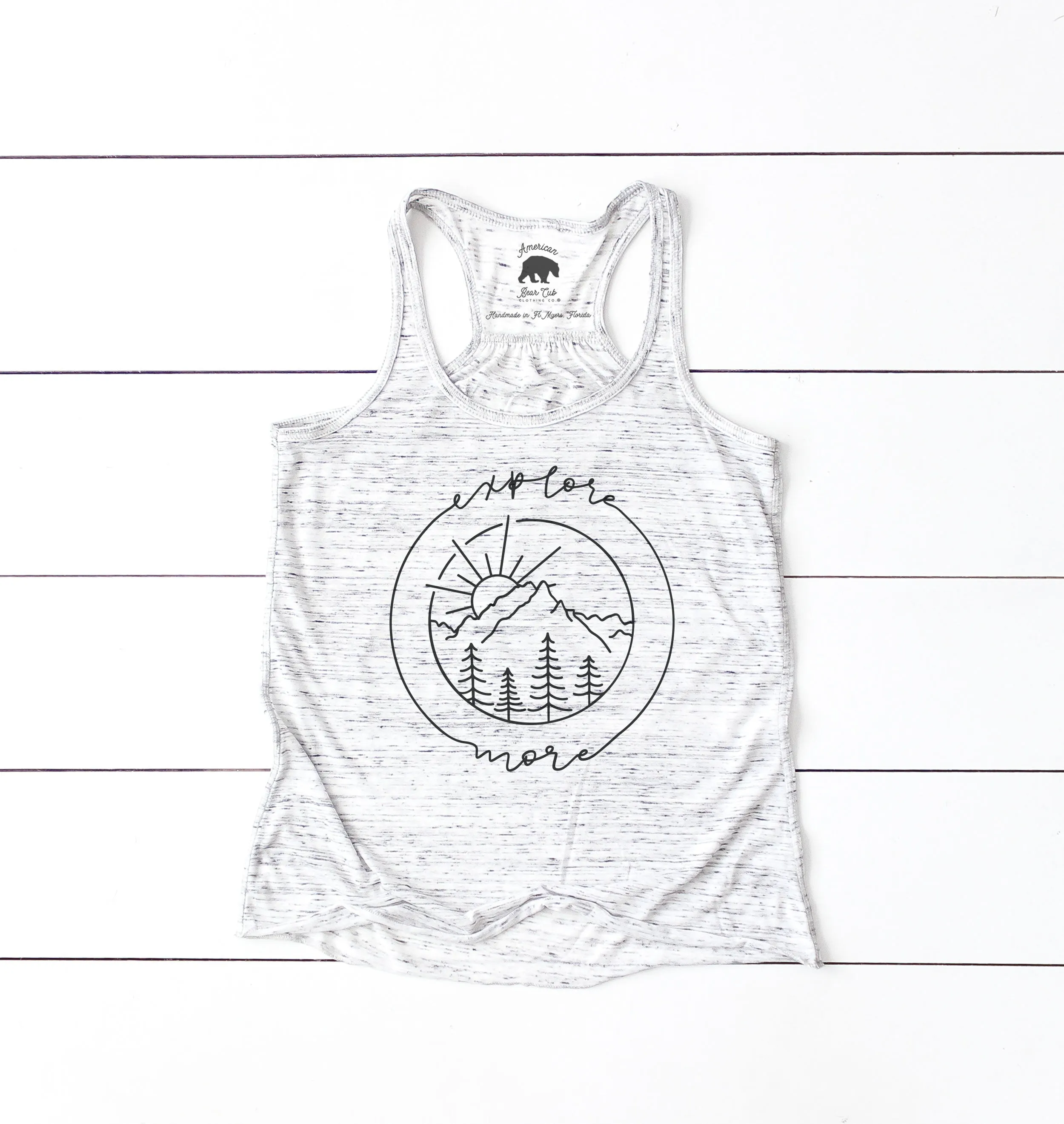 Explore More flowy racerback tank tops - light or dark artwork