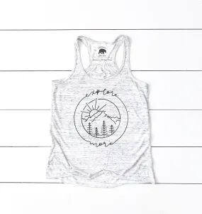 Explore More flowy racerback tank tops - light or dark artwork