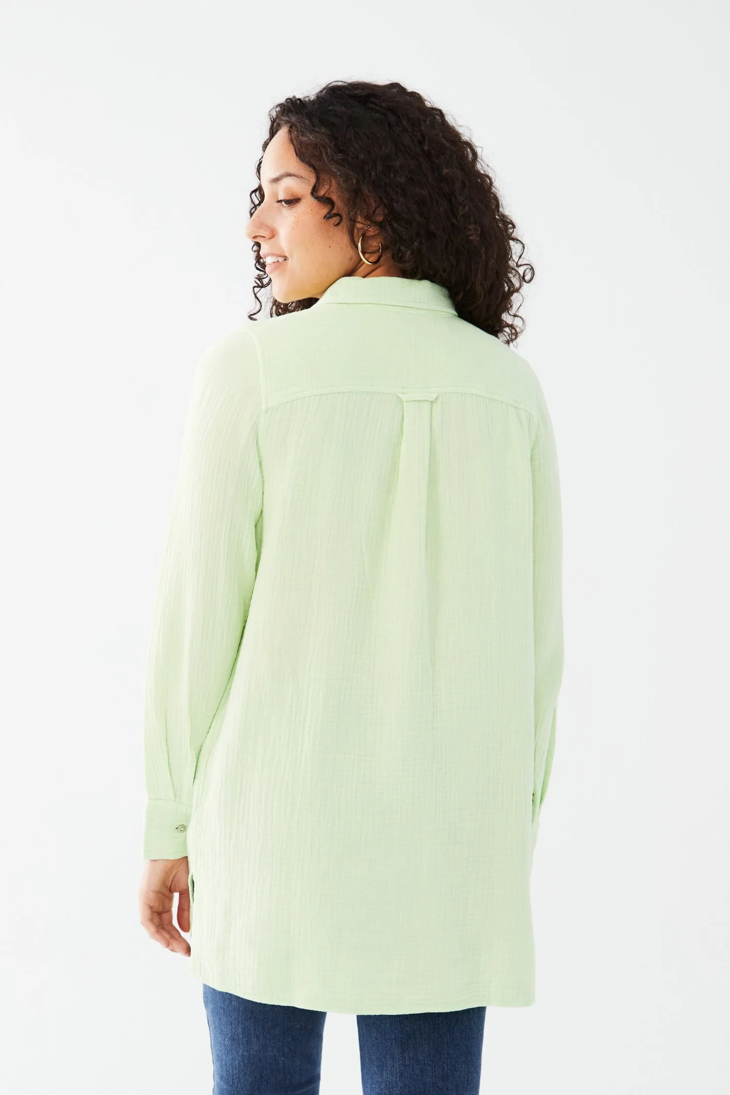 FDJ Long Sleeve Crinkle Cotton Tunic - Style 7122975F