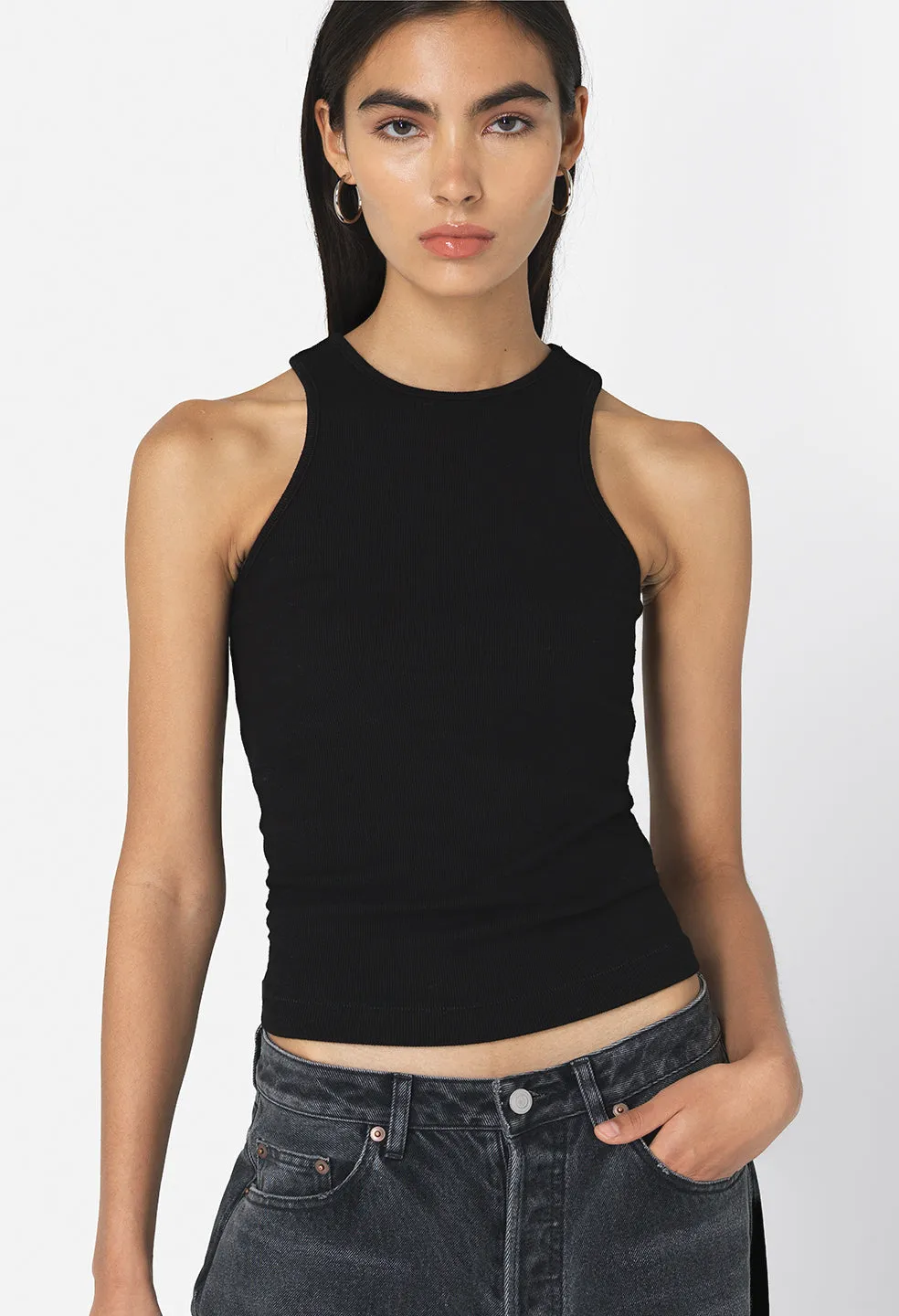 Gemini Rib Racerback / Black