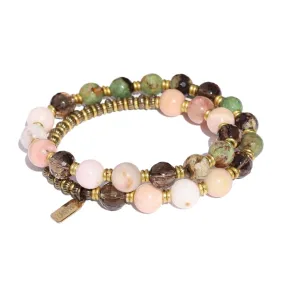 Green and Pink Opal Wrap Bracelet