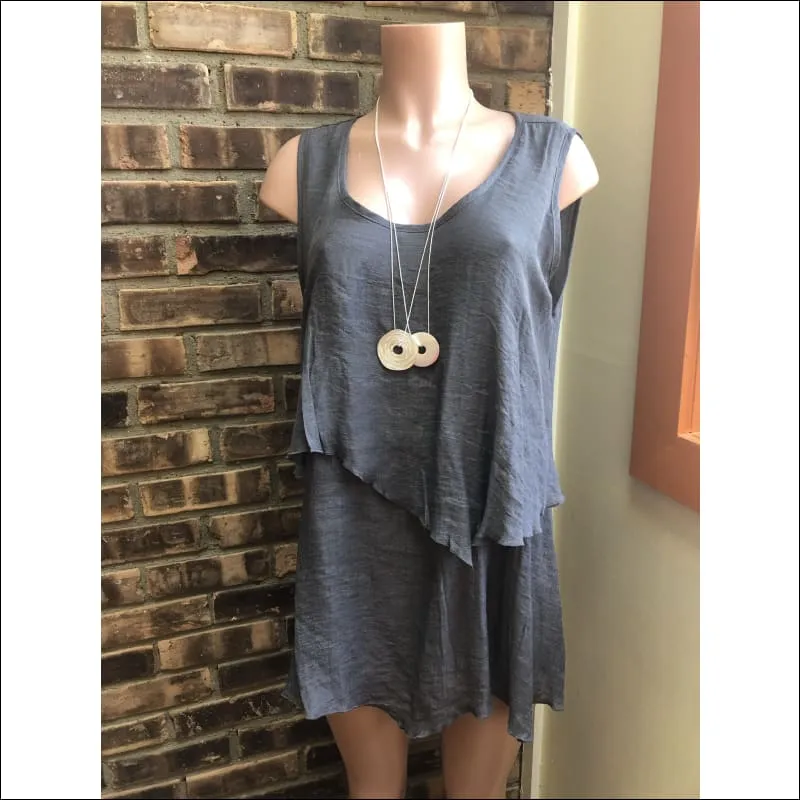 Grey Sleeveless Layer Tunic Top